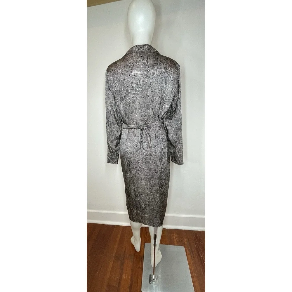 Silk Wrap Dress Reptile Print Silver Gray Black Studio 148 New York SZ 10 - Picture 4 of 11